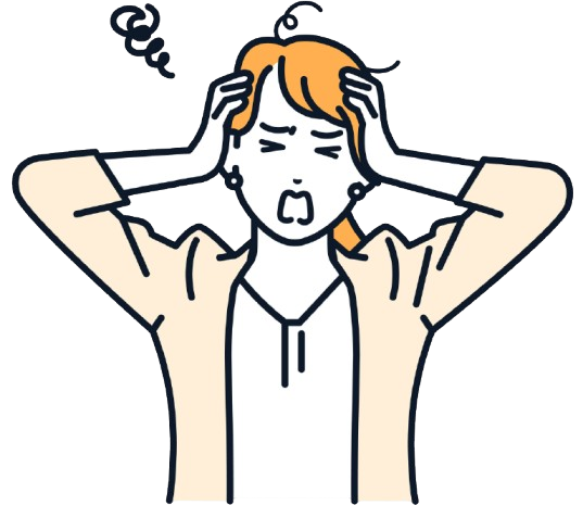 悩んでいる女性のイラスト